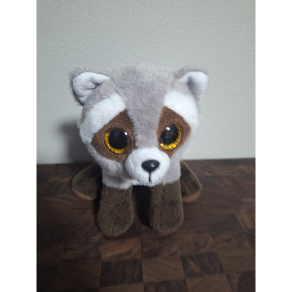 Raccoon Stuffed Animal Ty Beanie Boos Bandit Plush 6" 2017 Forest Glitter Eyes